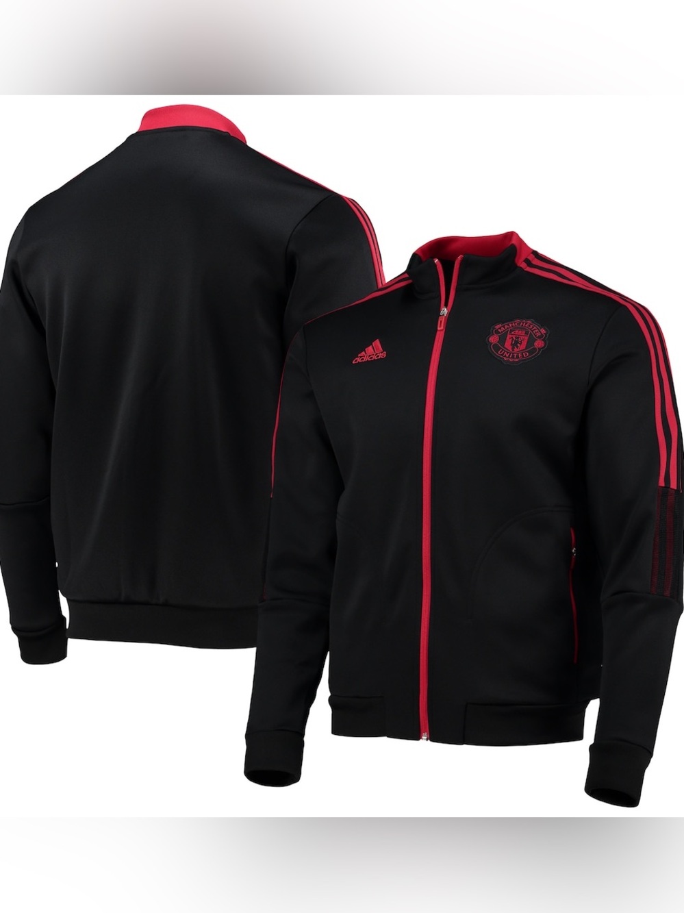 adidas Manchester United Black Logo Anthem Full-Zip Jacket SIZE:LARGE